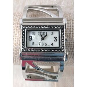 Volacci‎ Silver Tone Wide Open Cuff Bangle Quartz Watch – Art Deco Style